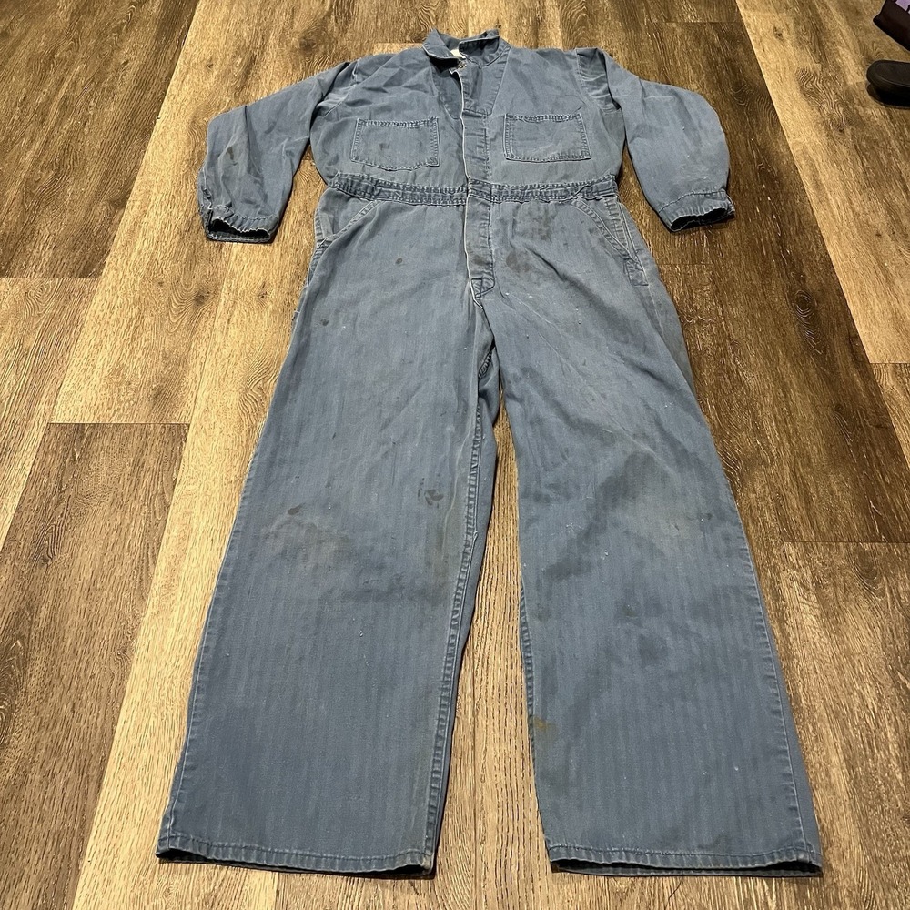 Vintage Universal Chicago Stone Cutter Overalls Chicago IL A2 STAINED 50s 60s
